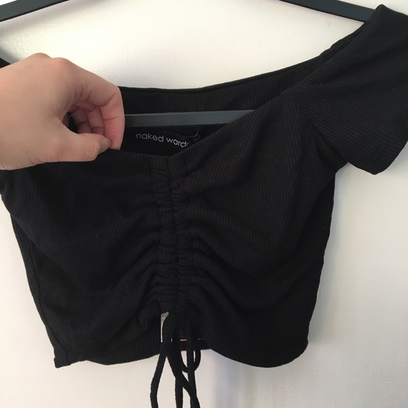 naked wardrobe • Black Off-the-Shoulder Crop Top - Picture 2 of 4